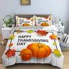 2025 Luxury New 3D Print Autumn Thanksgiving Day Duvet Cover King Queen Cartoon Orange Pumpkin Turkey Bedding Set Maple Leaves