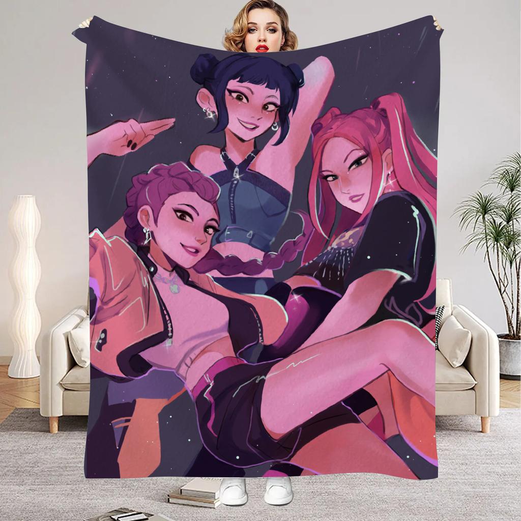 Huntrix Blankets K Pop Demon Hunters Rumi Zoey Mira Soft Warm Throw Blanket Kids Living Room Couch Sofa Bed Christmas Giftsmas