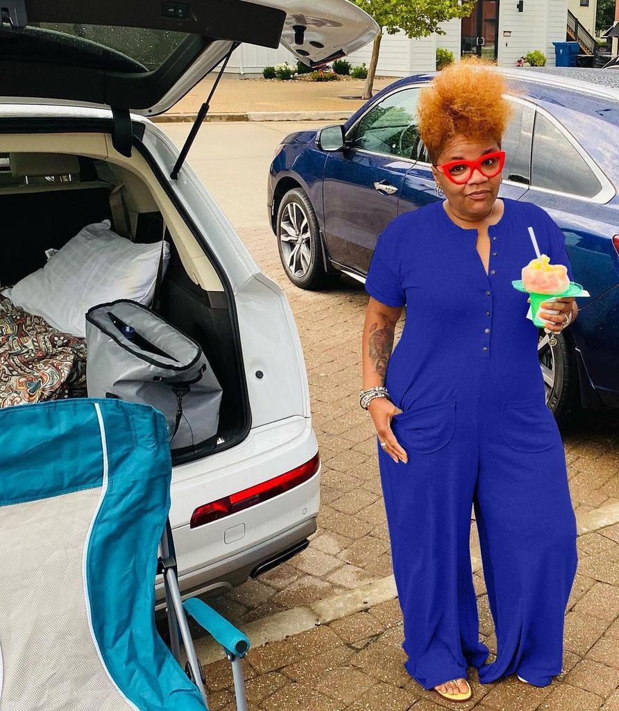 Женский повседневный комбинезон на пуговицах больших размеров - Европейский и американский стиль