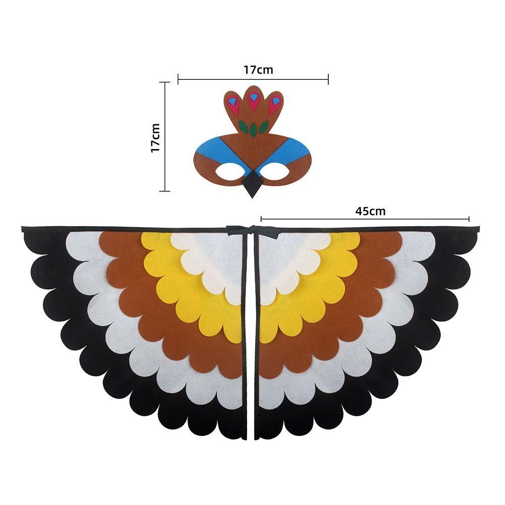 Peacock Owl Animal Bird Wings+Mask Suit Stage Performance Felt Winged Cloak Halloween Felt Cape