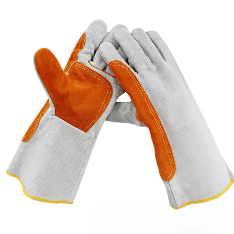 Длинные перчатки из воловьей кожи для электросварки, перчатки для сварки, теплоизоляции, защиты труда на сталелитейном заводе