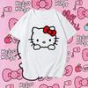 2026 новый летний милый топ с принтом HelloKitty, повседневная хлопковая футболка с коротким рукавом для взрослых и детей, милый кавайный стиль, повседневный наряд