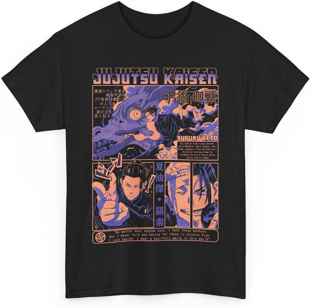 Унисекс Футболка с аниме Jujutsu Geto Унисекс Kaisen Suguru Аниме Японский Хлопок JJK