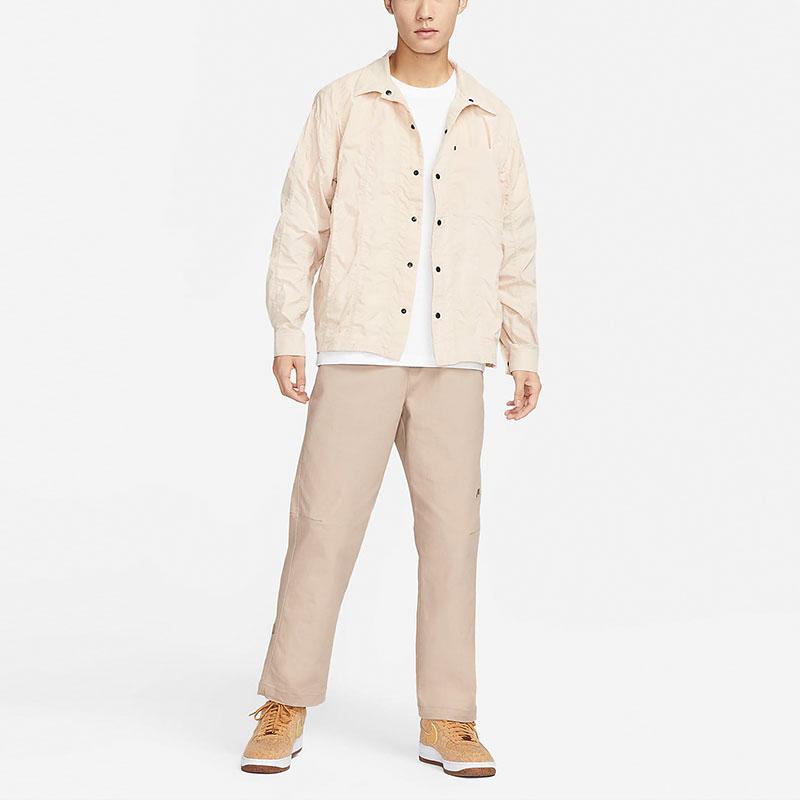 Nike Спортивная одежда Tech Pack Текстурированная тканая рубашка с длинным рукавом Мужские топы Sand-Dune White FB7364-126