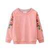 2-7 лет Девочки Цветочная вышивка Повседневный трикотажный свитшот с длинным рукавом О-образным вырезом Топы