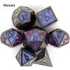 7 Pcs Colorful Black Standard Metal Dice Solid Metal Polyhedral Dice Set Suitable for Role-Playing RPG  Board Game Card Game