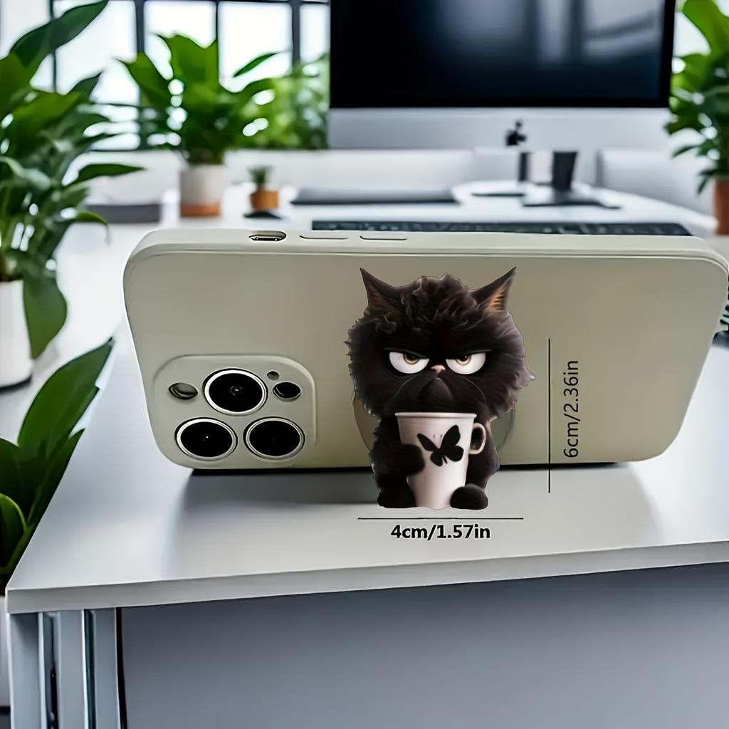 1pc Cute Cat Design Acrylic Phone Stand Waterproof Expandable Grip Universal Compatibility and Shock-Resistant Holder Perfect for Most Smartphones