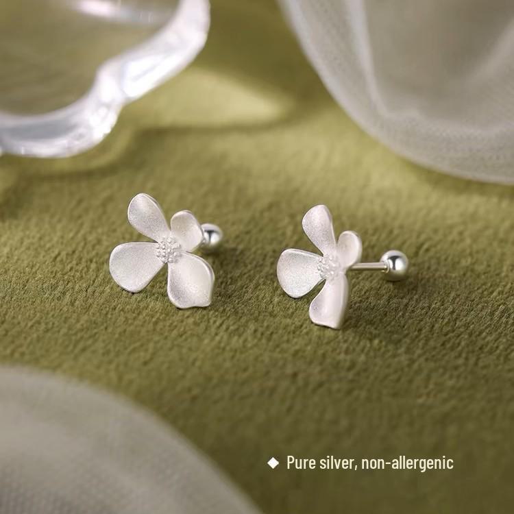 Серьги-пусеты из стерлингового серебра 999 пробы в виде неправильных цветов для женщин - Милые серьги на винтах в сладком стиле