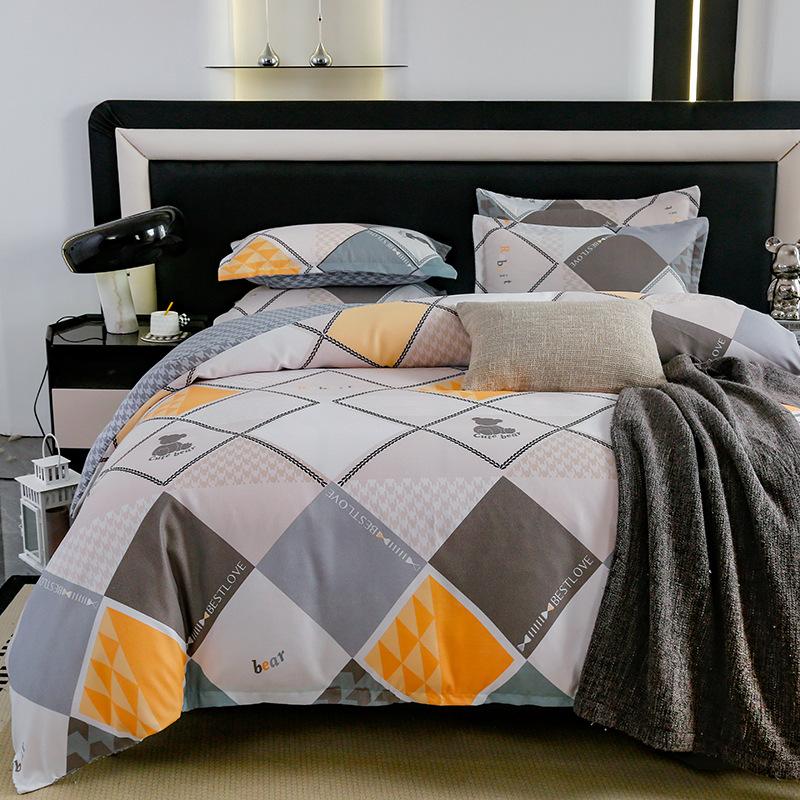 Комплект из четырех предметов из плотного хлопка с потертостями, комплект из 4 простыней и одеял, комплект из трех предметов для общежития