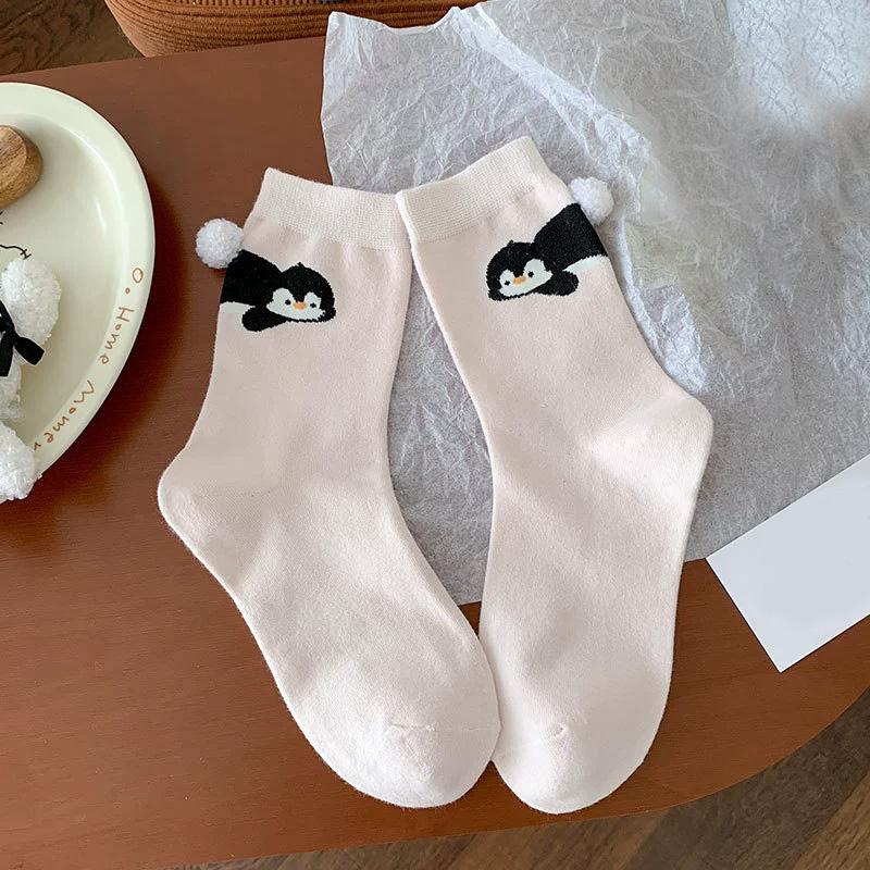 1 пара Хлопковые удобные носки с животными и яйцами Приятные к коже Мультяшные Мультяшные Многоэлементные Трехмерная печать