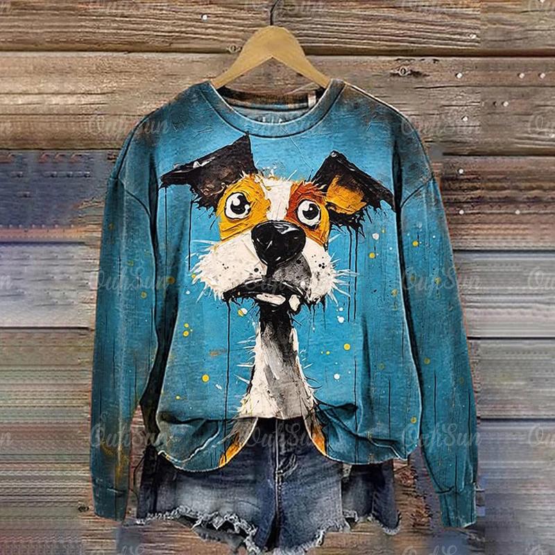 Модная женская толстовка с капюшоном с принтом животных, весна и осень, цветная одежда с принтом тай-дай, повседневная футболка больших размеров с длинными рукавами, тренд 2024 года