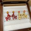Chinese Style Red Pony Earrings Cartoon Horse Horse Mascot Drop Earrings  Party