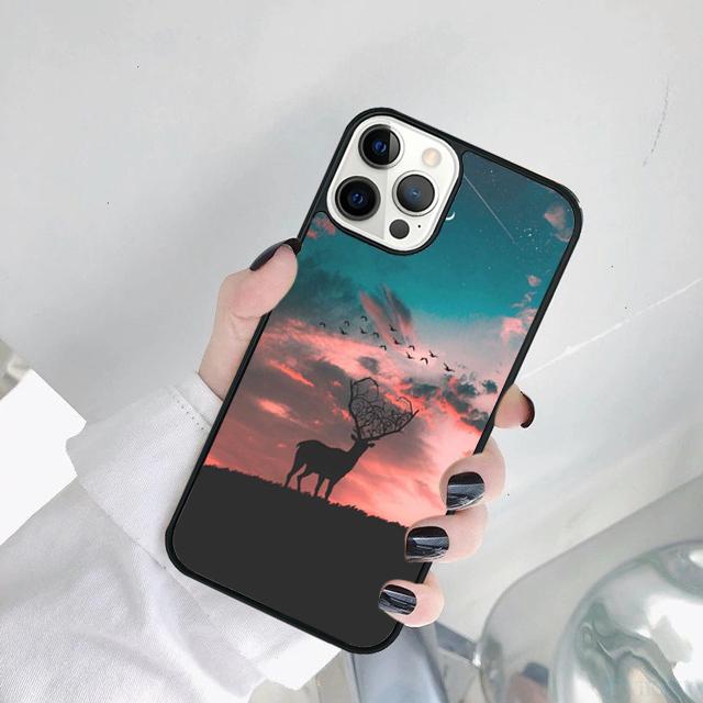 Охота на оленя Закат Чехол для телефона Для iPhone 17 Air 15 Pro MAX 16 Plus 14 12 11 13 coque