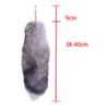 Furry for Keychain Oversized Fox Hair Cuestion Silver Blue Fox Tail Accessories Lady Bag Charm Car Keychain for Women