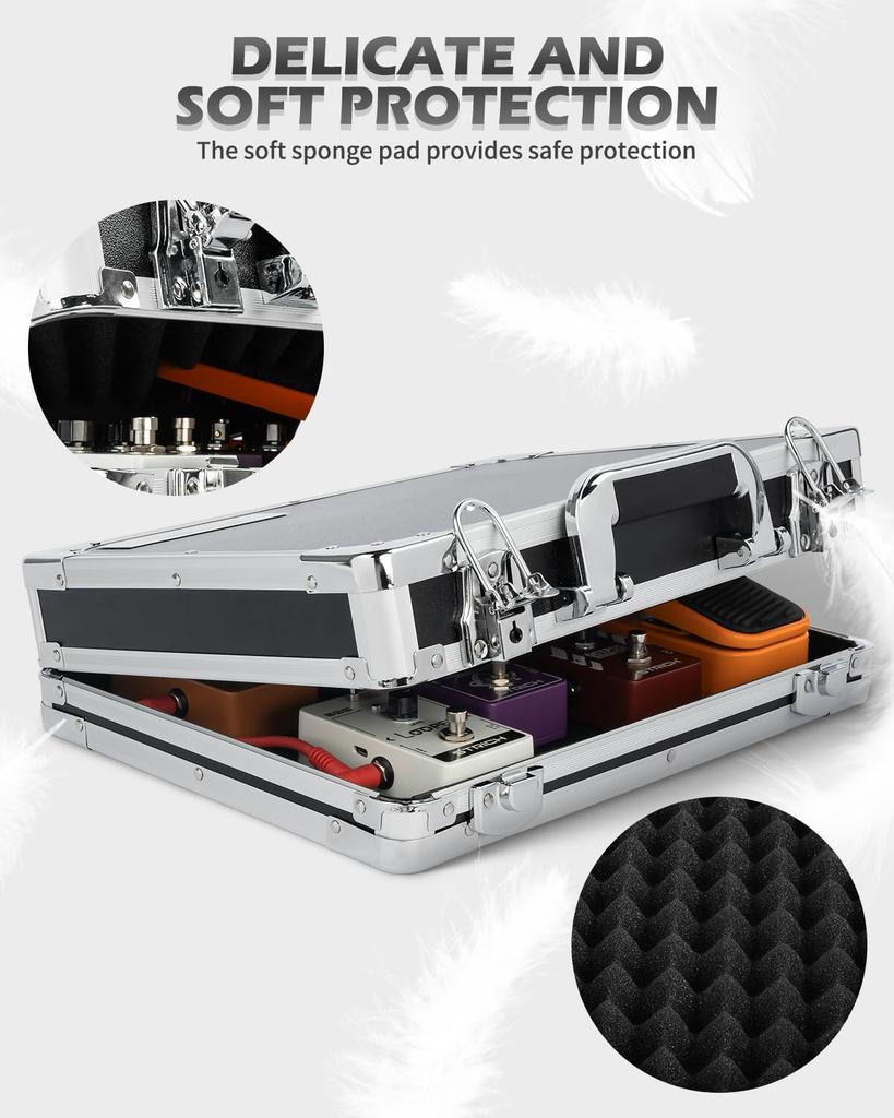 STRICH Effects Pedal Case for Foam Reinforced 36 X 28 X 10 Cm Mini+ 14-inch Pedals, Shock-Absorbing Interior, Non-Slip, Edges, Compact,