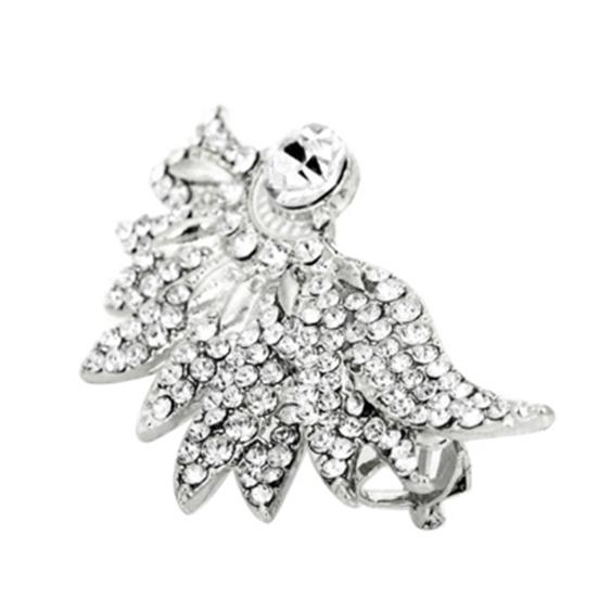 1 Pc Women Punk Wing Ear Cuff Rhinestone Inlaid Clip Stud Earring Club Jewelry