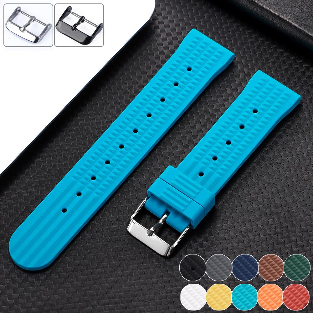 Premium Rubber Watch Band for Seiko Soft Universal 20mm 22mm Silicone Strap Replacement for Water Ghost Waterproof Watchbands