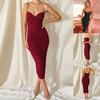 Women Spring Sleeveless Solid Color Strapless Camisole Dress Summer Casual Slim Ankle-Length Backless High Waist Slit Pencil Dresses S-XL