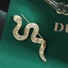 Minimalist Rhinestone Animal Collar Pins Sparkling Snake Lapel Pin Zodiac Snake Brooch  New Year