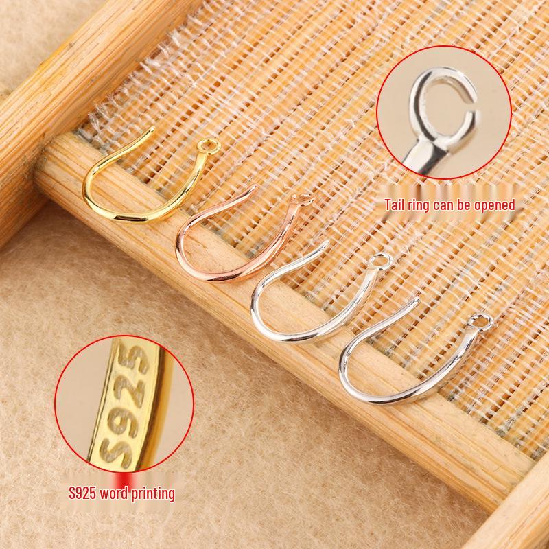 Tingxiang DIY Серьги-крючки из стерлингового серебра S925, гладкие, широкие, для изготовления украшений вручную.