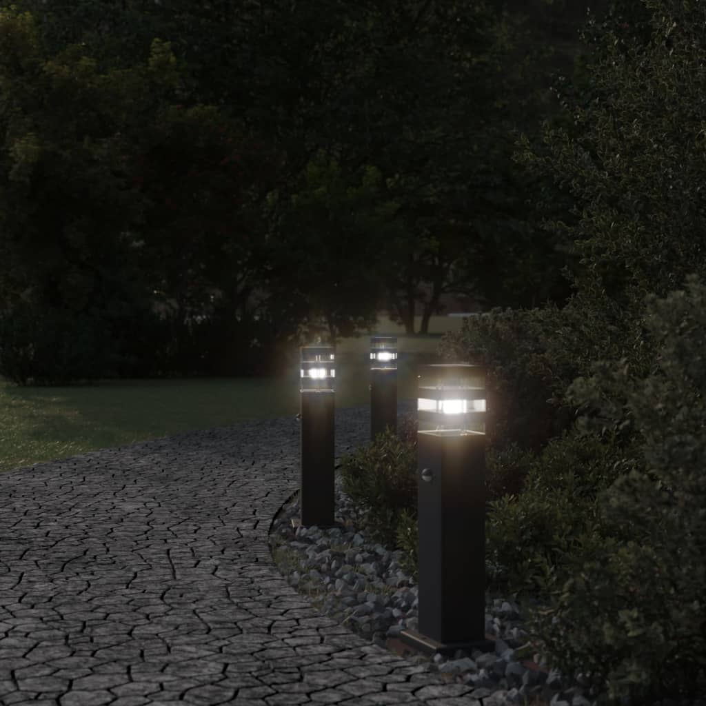 Vidaxl Zewnętrzna Lampa Stojąca Z Czujnikiem, Czarna, 50 Cm, Aluminium