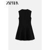 Zaprha 2025 New Arrival Wave Wide Swing V Neck Short Sleeveless Dress Waist Skimming Small Black Dress 2344188
