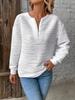 Autumn Winter Fashion Women's Casual Half-Zip Solid Color Sweatshirts Long-Sleeved Textured Tops