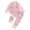 Silk Satin Long Sleeve Fuzzy Pajama Set for Girls - Autumn Casual Wear