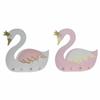 Coat Rack - 40 X 4 X 38.5 Cm - White and Light Pink Wood - Swan Design - Set of 2 Units