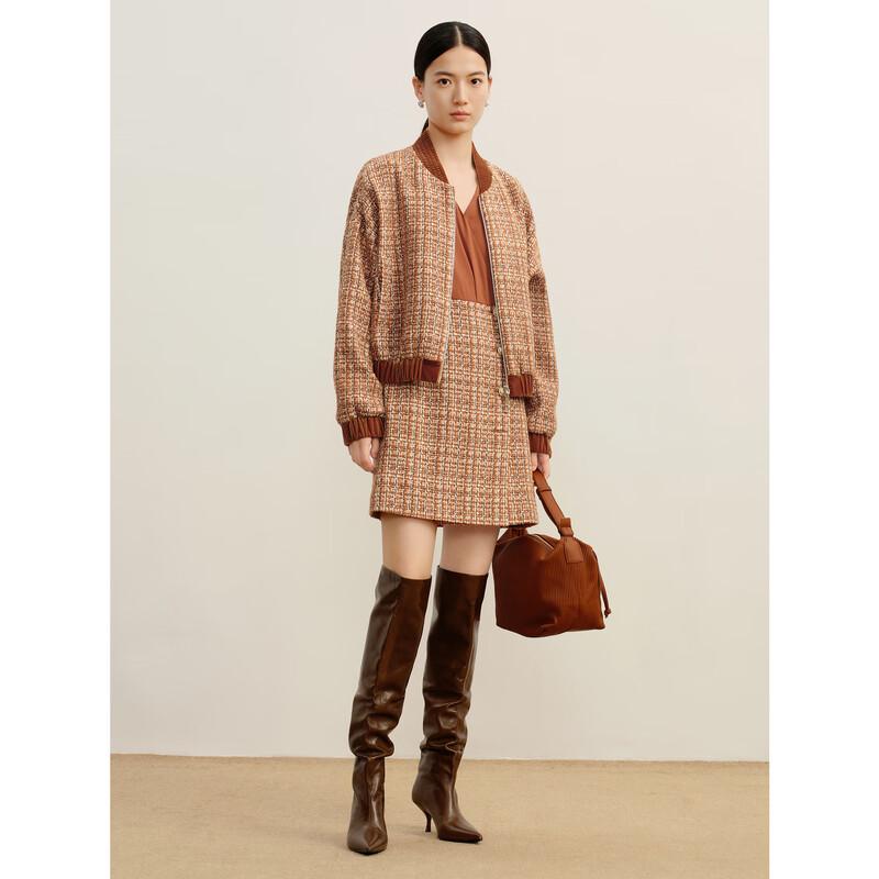 Jiu Zi Anna Kou Stand-Collar Tweed Jacket