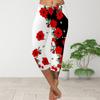 Long Pants, Summer Short Leggings, Short Tight Pants, Plus Size Leggins Women's Slim Fit 3D Red Rose Printed Long Pants