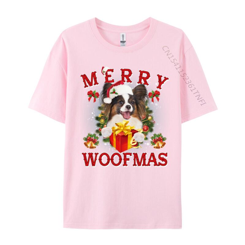 Merry Woofmas Papillon Dog Christmas Ornaunisexts TShirt Unisex Tshirts Gift Short Sleeve Tops Shirt Coupons Group Clothing Shirt