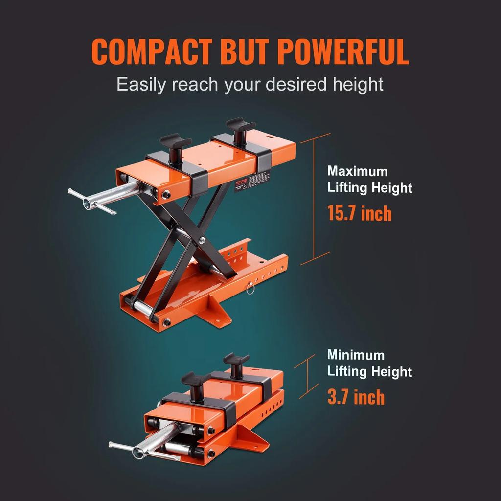 VEVOR Motorcycle Lift Scissor Jack Stand 499.5 kg with Saddle ATV Lift Dirt Bike
