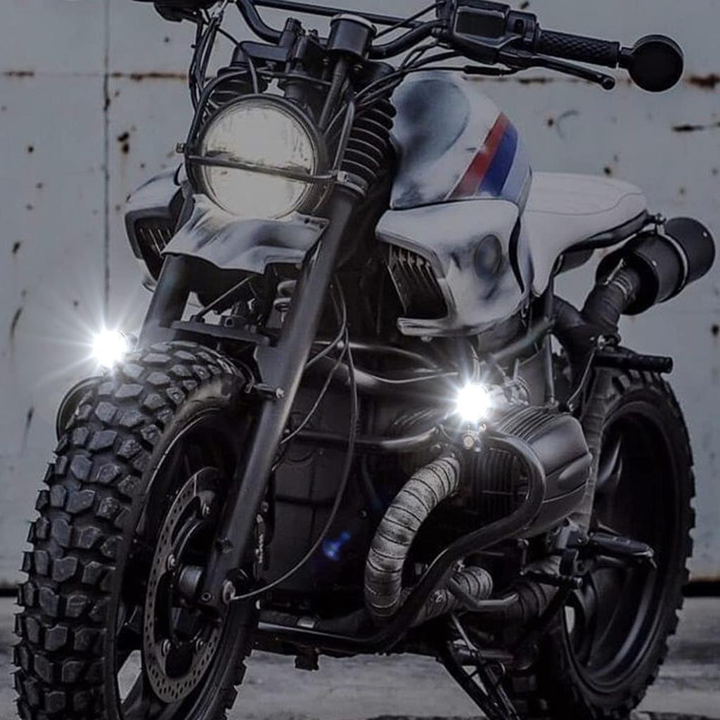 Biqing 2 шт. Мотоциклетные противотуманные фары Велосипедные светодиодные красные габаритные огни DRL Белые огни Водонепроницаемые мотоциклетные фары для вождения 12 В 24 В