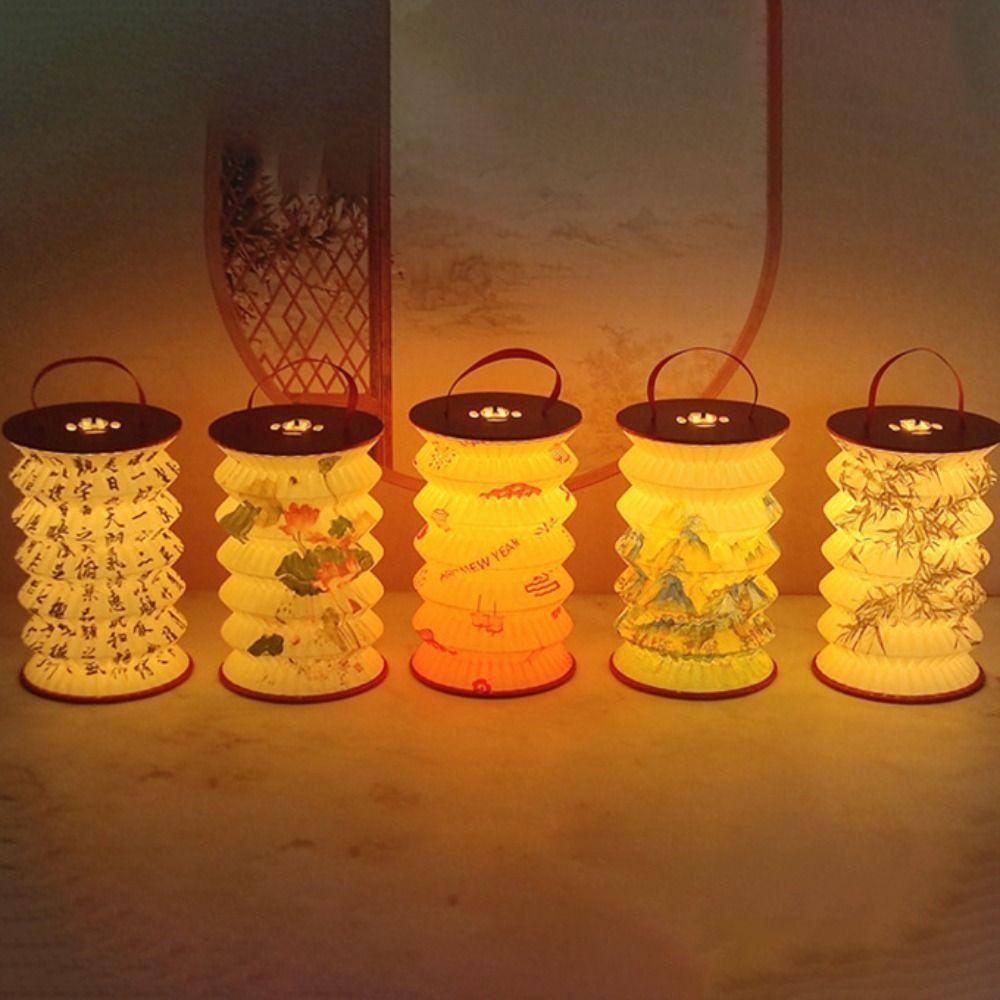 Projected Chinese Paper Lantern Foldable Decorative Flower Lamp Handheld Lanterns New Year