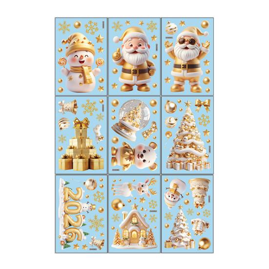 9 Sheets/Set Christmas Window Cling Removable Waterproof PVC Winter Merry Christmas Static Glass Sticker Holiday Party Decoration Decal
