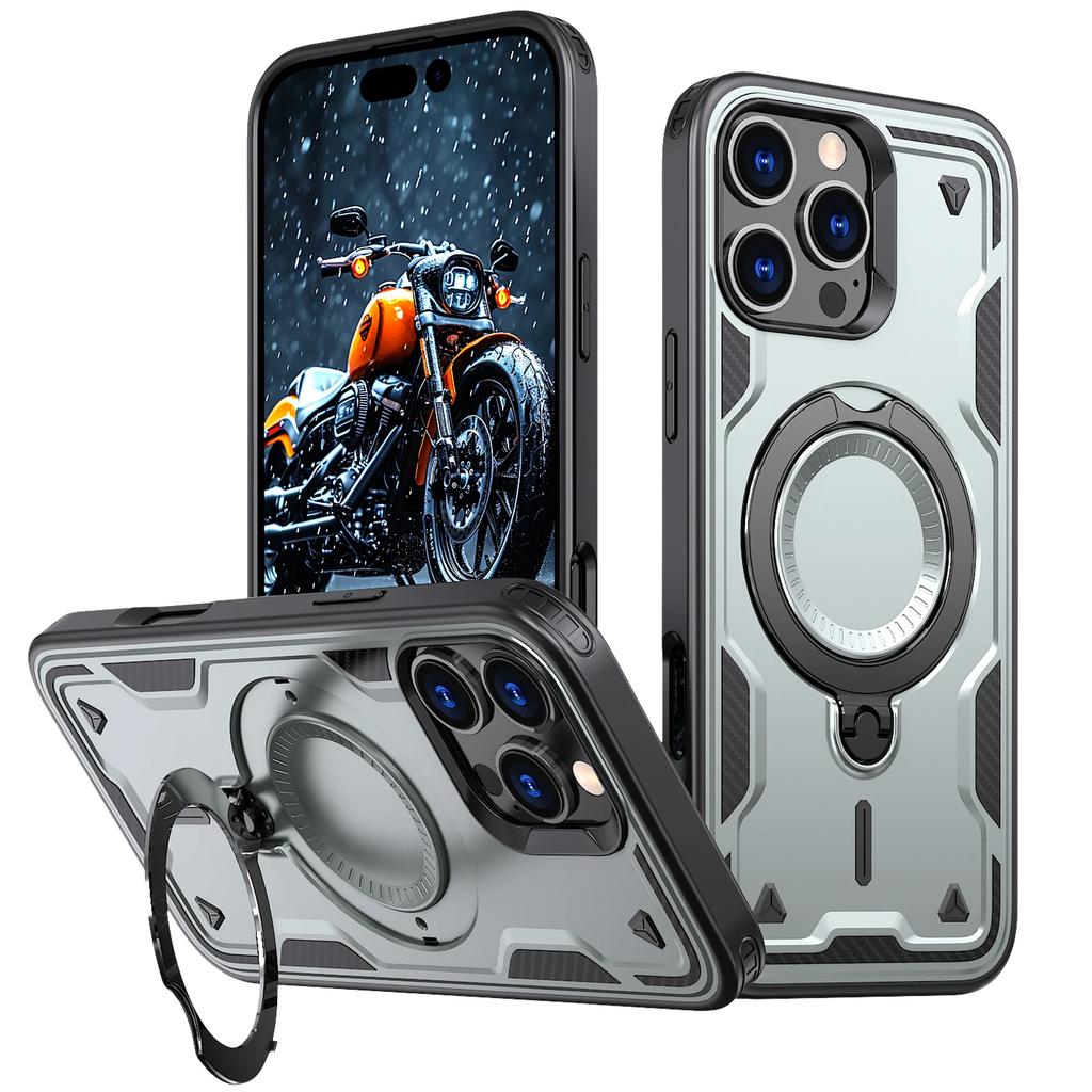 Бронированный чехол для iPhone 16 13 12 14 15 Pro Max Plus Магнитный Magsafe Беспроводная зарядка Вращающееся на 360 градусов кольцо-подставка Противоударный чехол