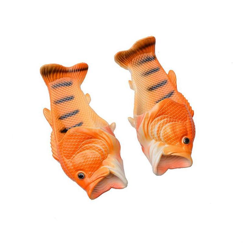 Забавная мужская обувь с открытым носком, женские шлепанцы-рыбки для улицы, парные, семейные, с мультяшными животными, шлепанцы больших размеров 46 47, мужская обувь