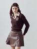 LORDLOAR Signature Color-Block Collar Long Sleeve Knit Brown