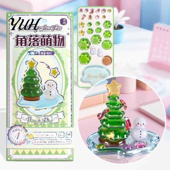 Clear Surface Stickers 3D Easy DIY Assembly Crystal Miniature Scenes Hands-on Craft Kits Stacked Puffy PVC Decorative for Kids Adults Supplies