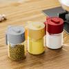 Glass Seasoning Box with Spoon Dustproof Lid Clear Countertop Spice Condiment Salt Sugar Storage Jar Container Kitchen Supplies