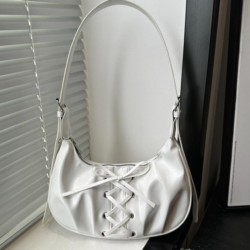 Горячие Y2K Однотонные Сумки-хобо под мышкой для женщин Повседневный стиль Дизайн из искусственной кожи Женская сумка с бантом Регулируемый ремешок Сумка через плечо CLE