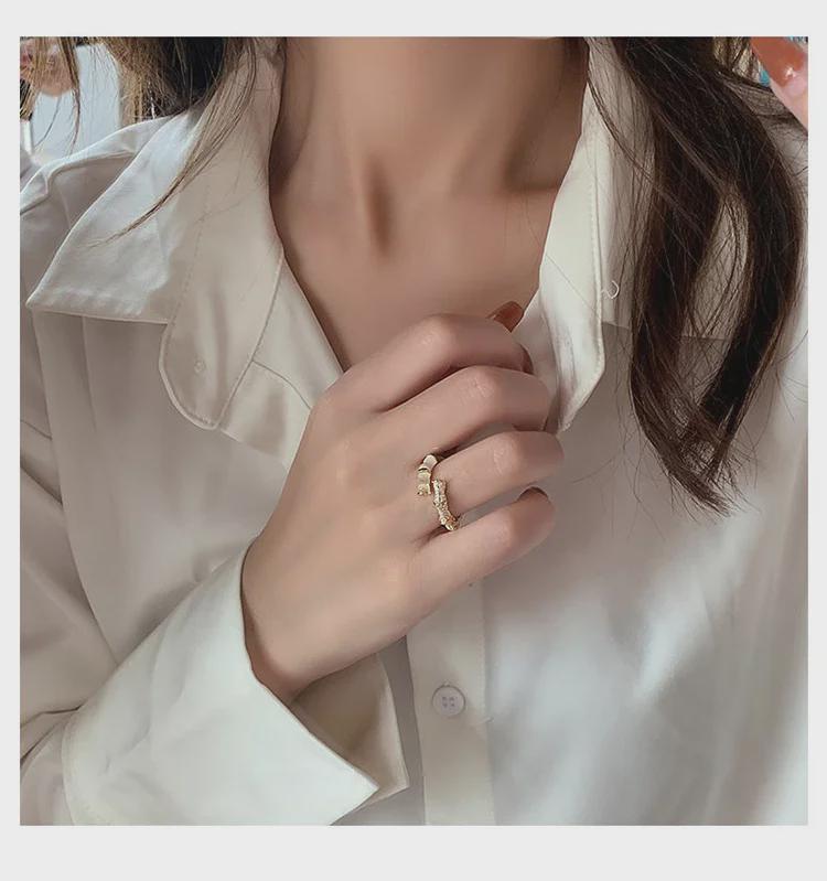 Корейская мода Циркон кошачий глаз бамбуковое открытое кольцо для женщин