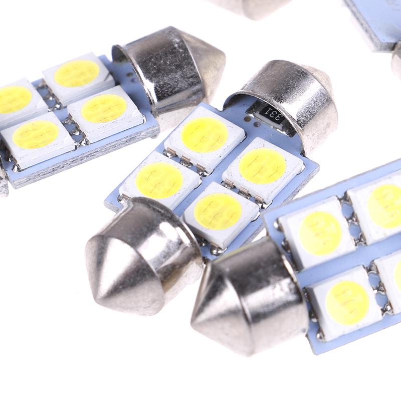 10 шт. 5050 31 мм 4Smd светодиодные белые лампы для салона автомобиля, купольные гирлянды, лампочки Dc12V
