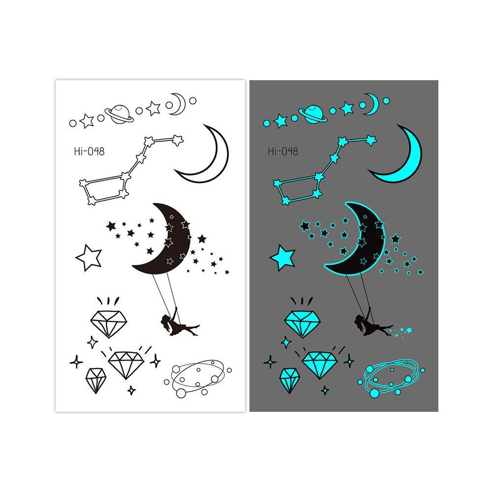 Star Feather Men Women Tattoo Sticker Blue Luminous Fake Tattoo Temporary Tattoos Body Art