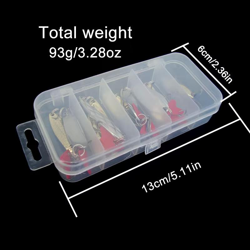 10Pcs Fishing Metal Spoon Lure Kit Set Gold Silver Baits Sequins Spinner Lures with Box Treble Hooks Fishing Tackle Gear