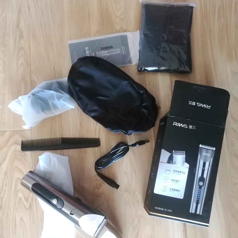 RIWA Профессиональный триммер для волос Моющийся светодиодный дисплей Перезаряжаемая электрическая машинка для стрижки волос