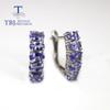 Classic Natural Tanzanite Jewelry Set Real Tanzanite Gemstone Oval 3*5mm 925 Sterling Silver Ring Earring Women's Fine Jewelry