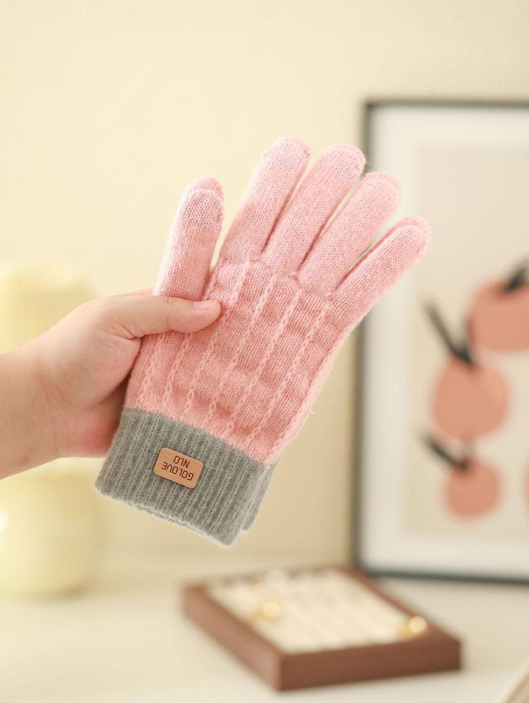 Зимние перчатки для велоспорта с сенсорным экраном в корейском стиле с бархатной подкладкой - теплые, унисекс, шерсть