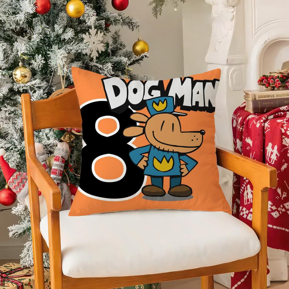 Comic Cartoon Dogmans Pillow Case Silky elegant Comfort Sofa Bed Invisible zipper